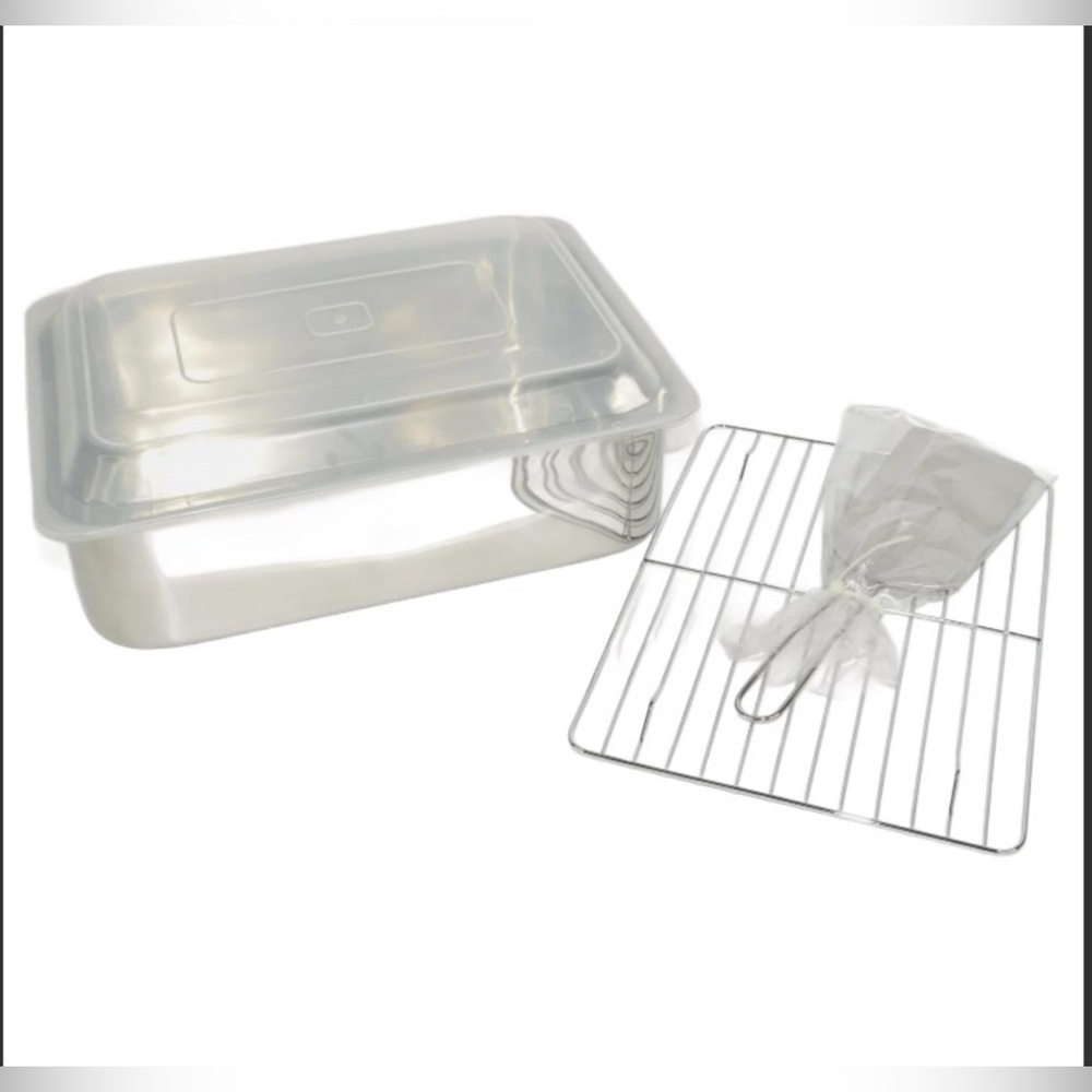 Excel Steel Roasting Pan with Handles, Rack, Plastic Lid and Spatula, New 8504